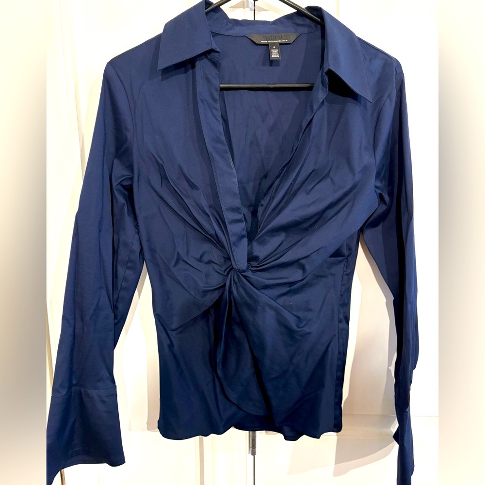 NWOT White House Black Market WHBM Navy Blue Blouse